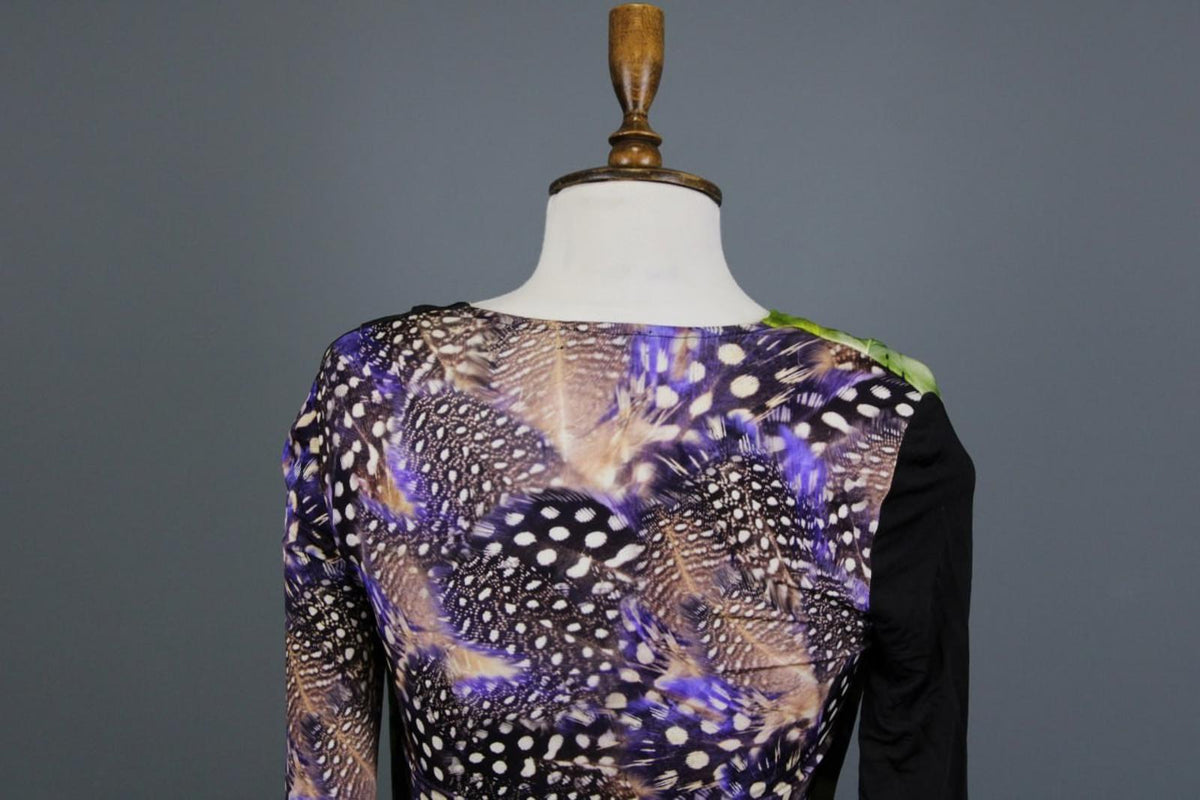 ETRO Multicolor Printed Lined Wrapped V-Neck Long Sleeve Bodycon Dress – Size 42