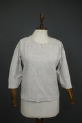 MARIMEKKO NATTU White Polka Dot Viscose Stretch Round Neck Pullover Blouse Top
