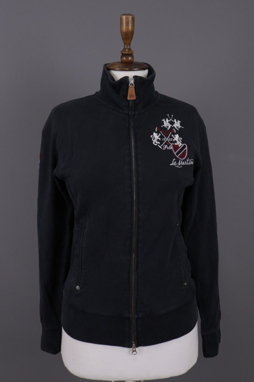 La Martina Jodhpur Black Polo High Neck Full Zip Activewear Jacket – Size 4