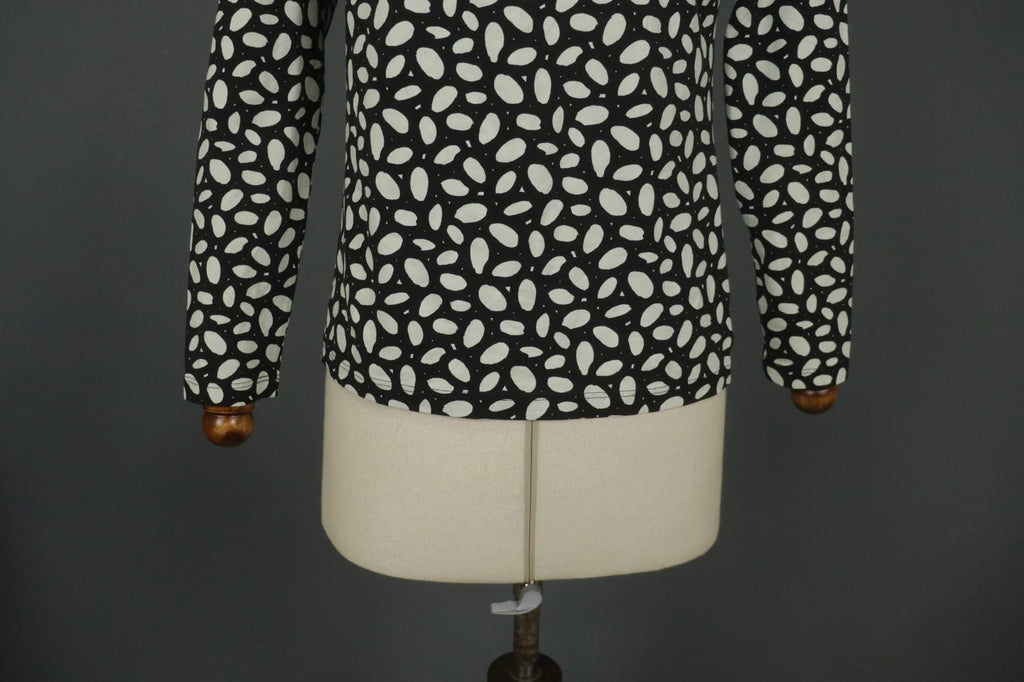 MARIMEKKO CERO White & Black Polka Dot Round Neck Long Sleeve Blouse Top – Size M