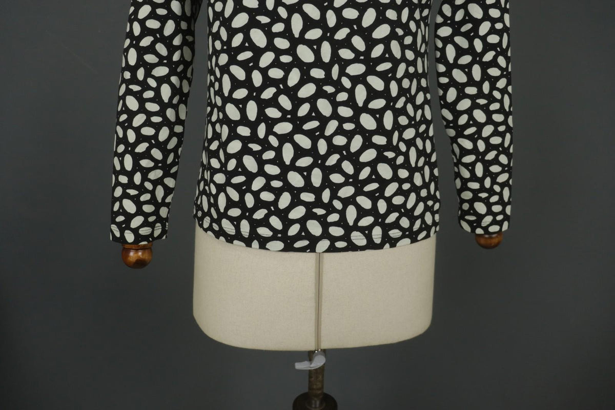 MARIMEKKO CERO White & Black Polka Dot Round Neck Long Sleeve Blouse Top – Size M