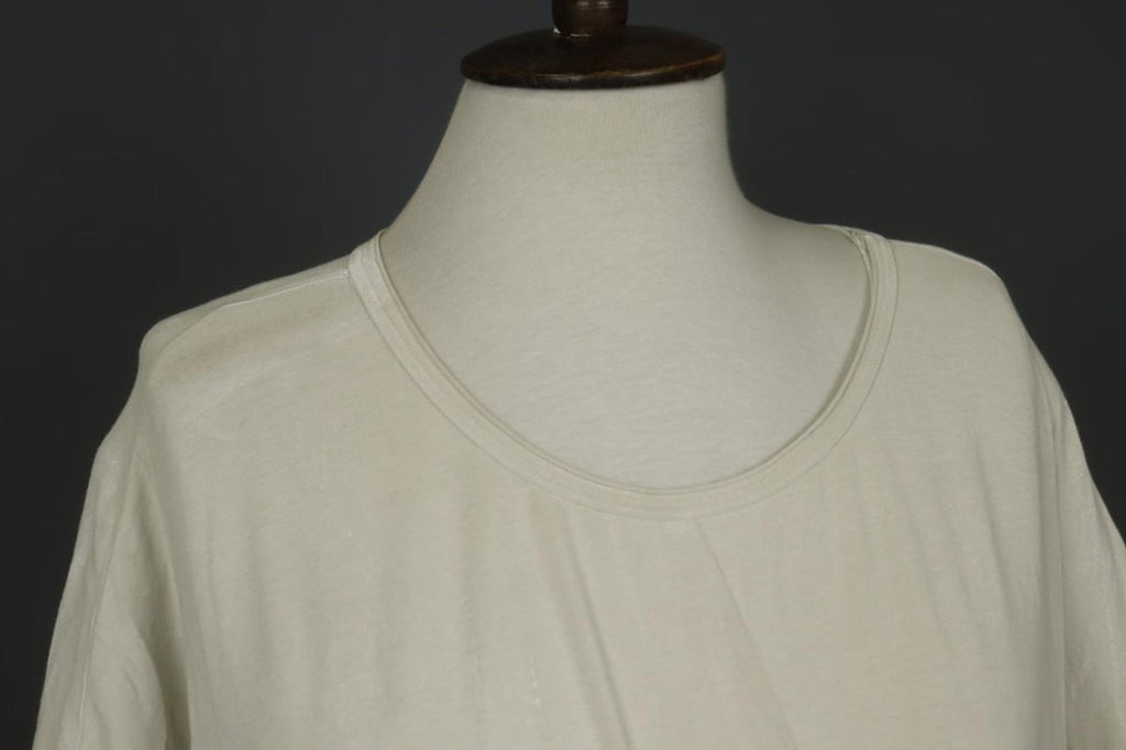RUNDHOLZ DIP White 3/4 Sleeve Crew Neck Asymmetrical Hem Pullover T-Shirt Dress