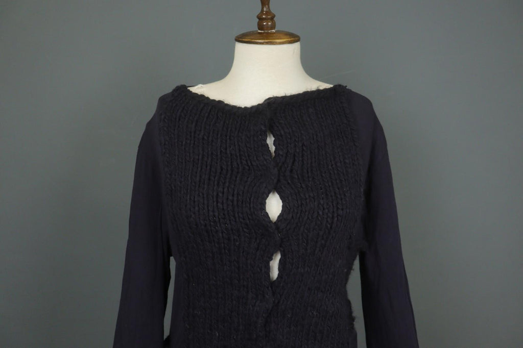 RUNDHOLZ Cardigan Navy Acrylic Knitted Regular Fit Long Sleeve Boat Neck Sz M