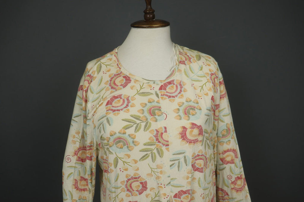 GUDRUN SJODEN Multicolor Floral Modal Long Sleeve Round Neck Shift Dress – Size L