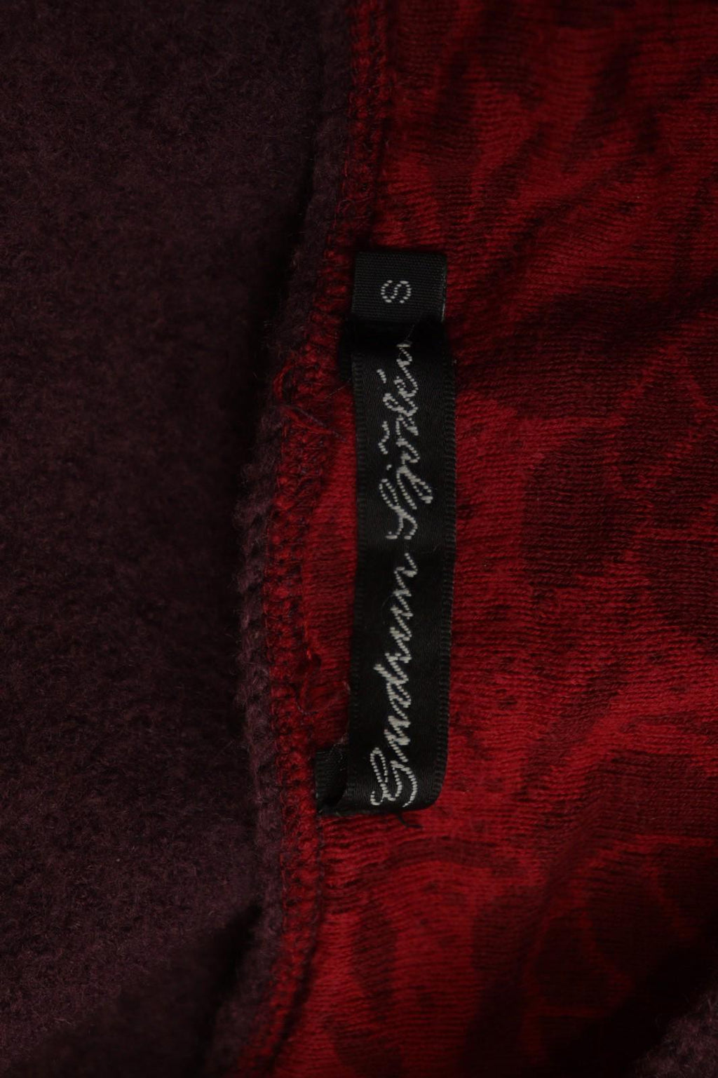 GUDRUN SJODEN Burgundy 100% Wool Side Slit Round Neck Pullover Sweater – Size S