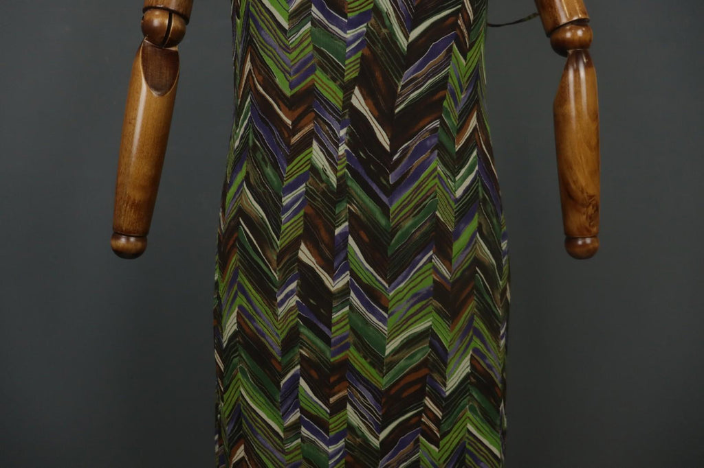 MAX MARA Multicolor Geometric Silk Halter Neck Sleeveless Midi Dress – Size 40