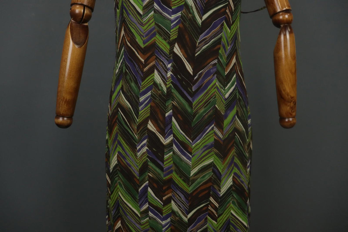 MAX MARA Multicolor Geometric Silk Halter Neck Sleeveless Midi Dress – Size 40