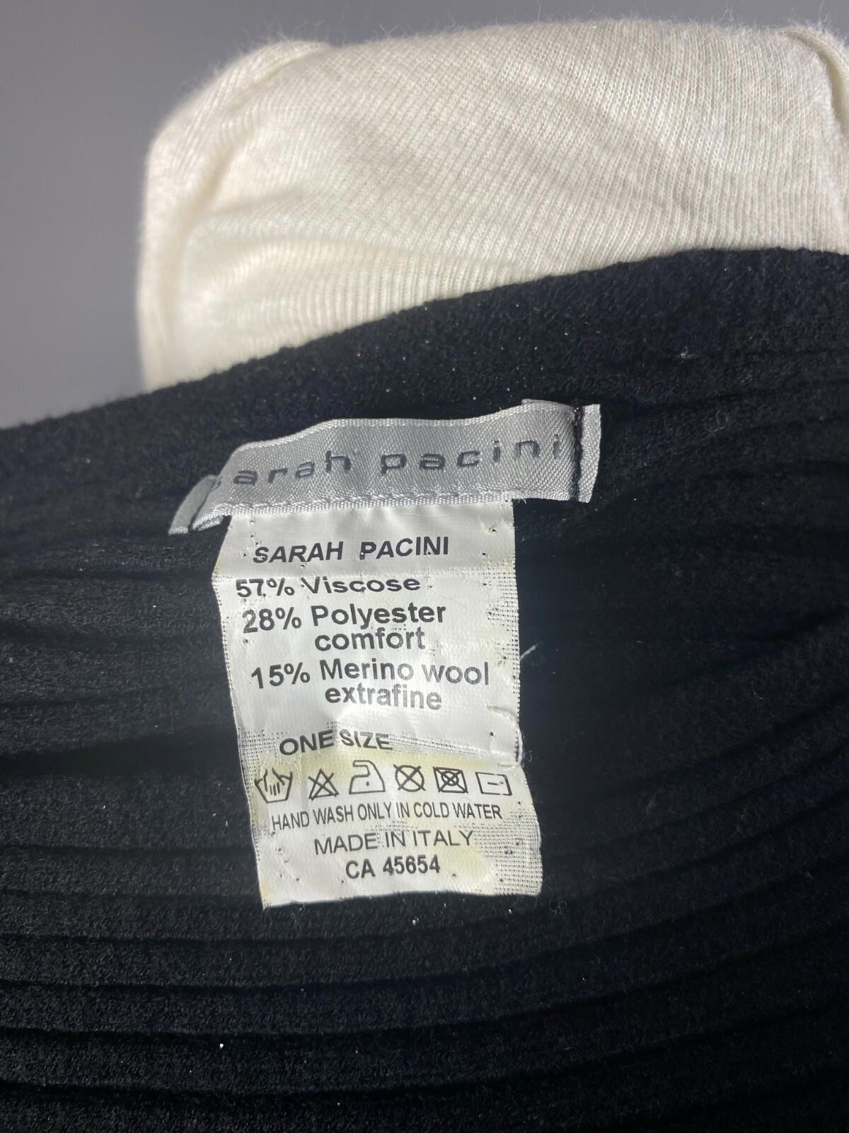 SARAH PACINI Black Wool Blend Ribbed Knee Leght Sheath Dress One Size