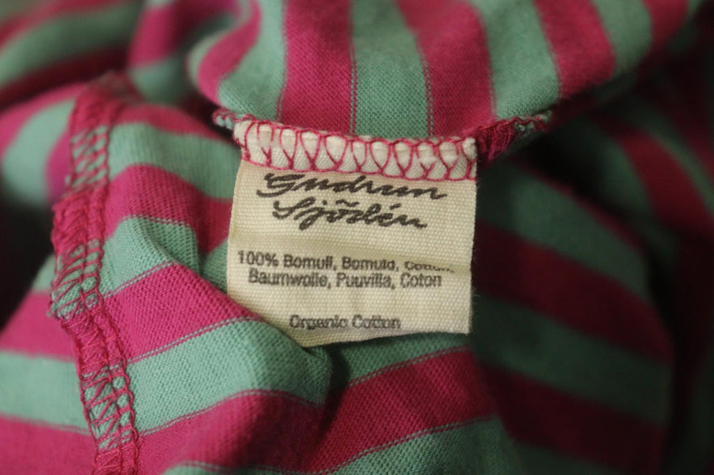 GUDRUN SJODEN Teal Pink Striped Casual Long Sleeve Pullover Blouse Top – Size S