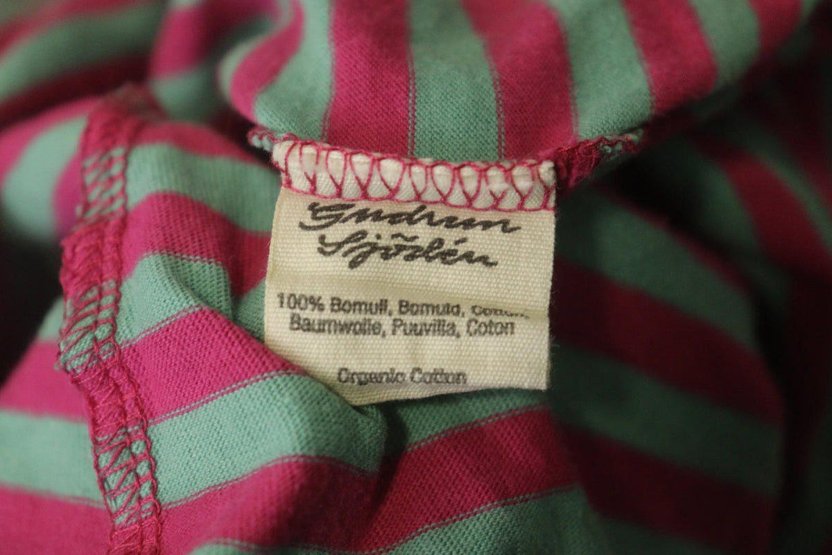 GUDRUN SJODEN Teal Pink Striped Casual Long Sleeve Pullover Blouse Top – Size S