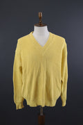 Carlo Colucci Yellow Knit Ribbed V-Neck Wool Sweater – Size L-XL US 44 EU 554