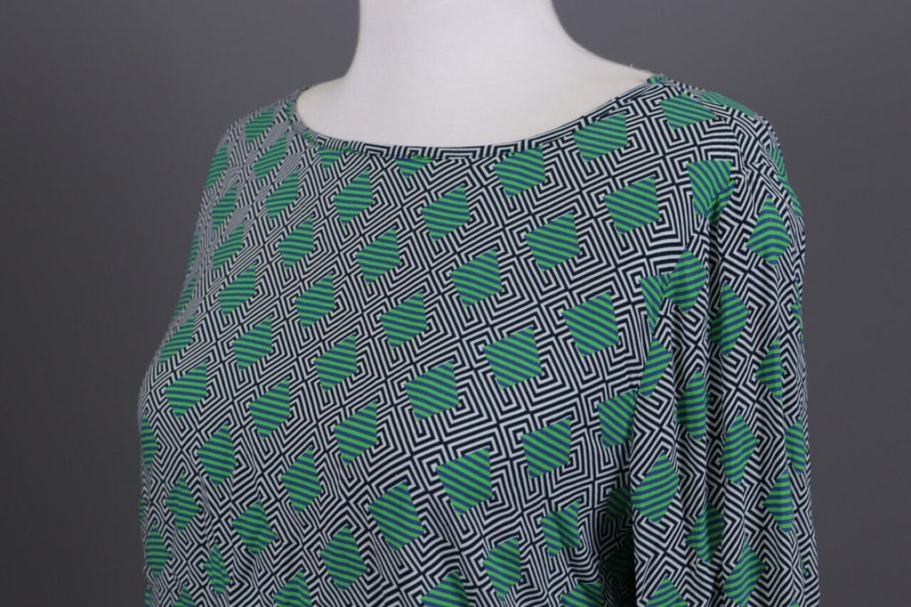 Emily Van Den Bergh Green Geometric Summer Long Sleeve Shirt Top – Size 38