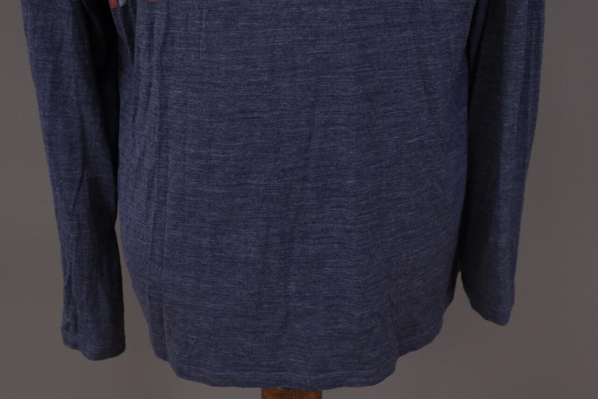Icebreaker Merino Blue Striped Wool Crew Activewear Baselayer Shirt – Size XL