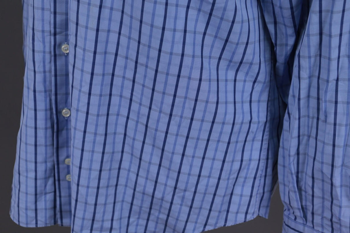 Burberry London Blue Check Long Sleeve Button Down Shirt – Size L