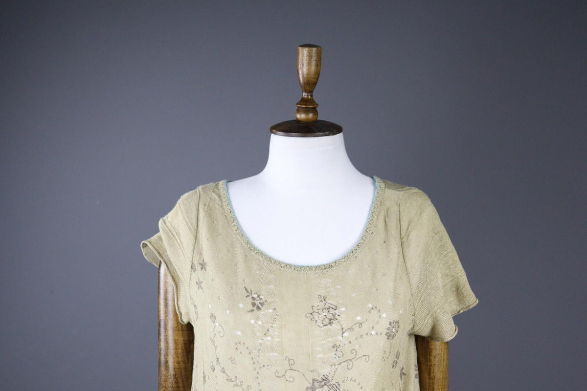 IVKO Crochet Knit Distressed Casual Summer Tunic Blouse Shirt – Size 36