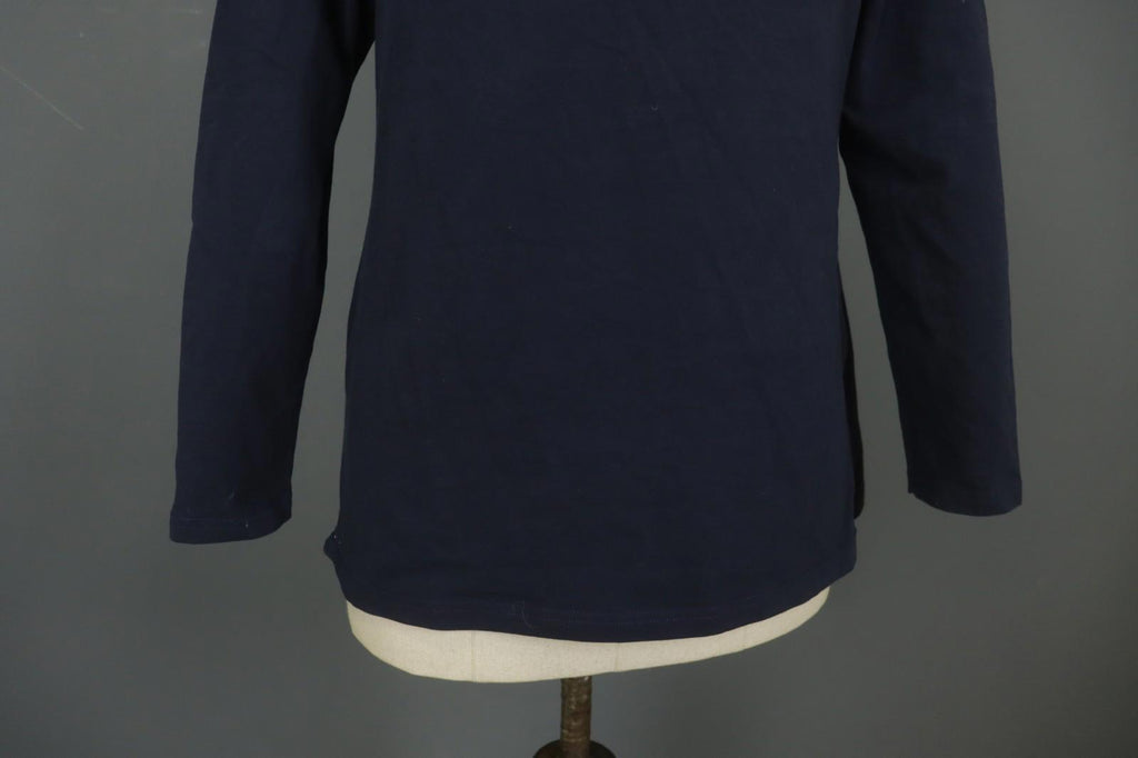 GUDRUN SJODEN Navy Cotton Long Sleeve Round Neck Pullover Blouse Top – Size L