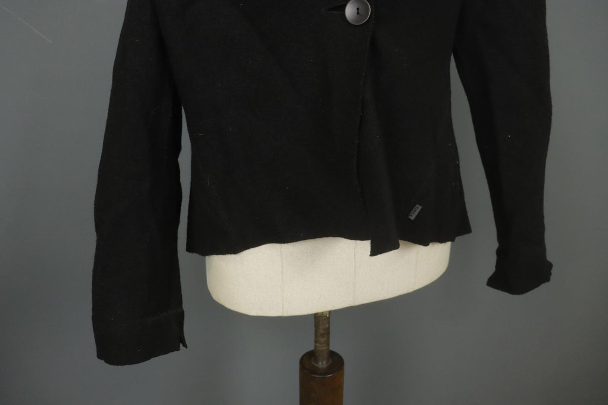 OSKA Black Long Sleeve Shawl Collar Casual One Button Blazer Jacket – Size 2