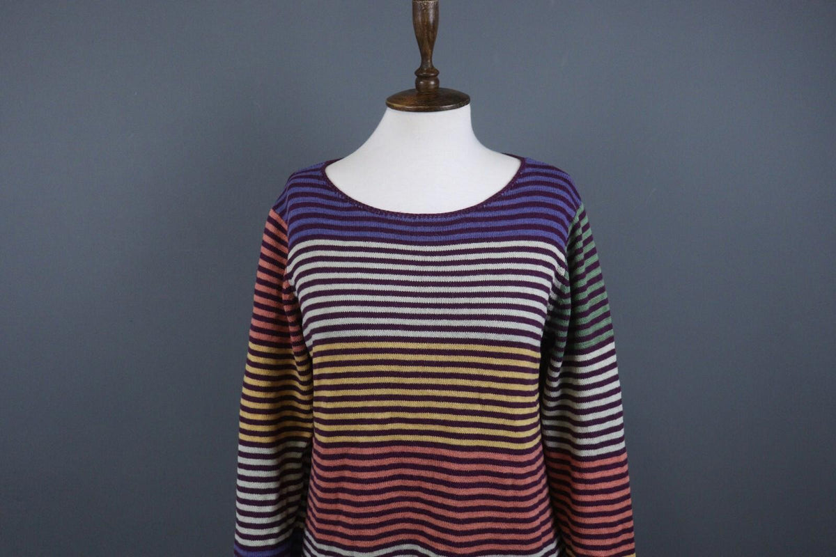 GUDRUN SJODEN Multicolor Striped Long Sleeve Lightweight Sweater – Size M