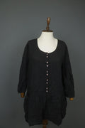GUDRUN SJODEN Black 100% Cotton Scoop Neck Button Front Shirt Dress – Size XL