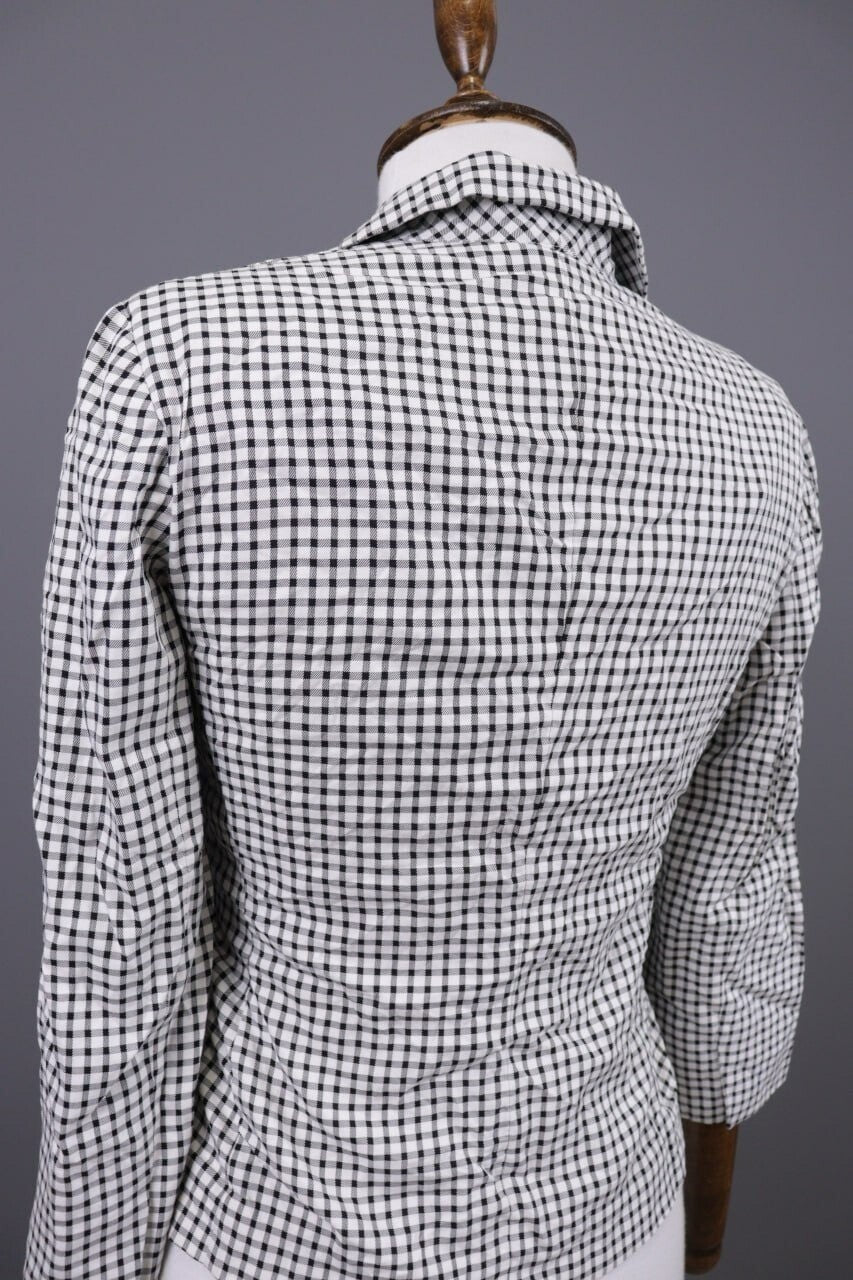 Max Mara White & Black 3/4 Sleeve Check Blazer Jacket – Size I 40 / USA 6