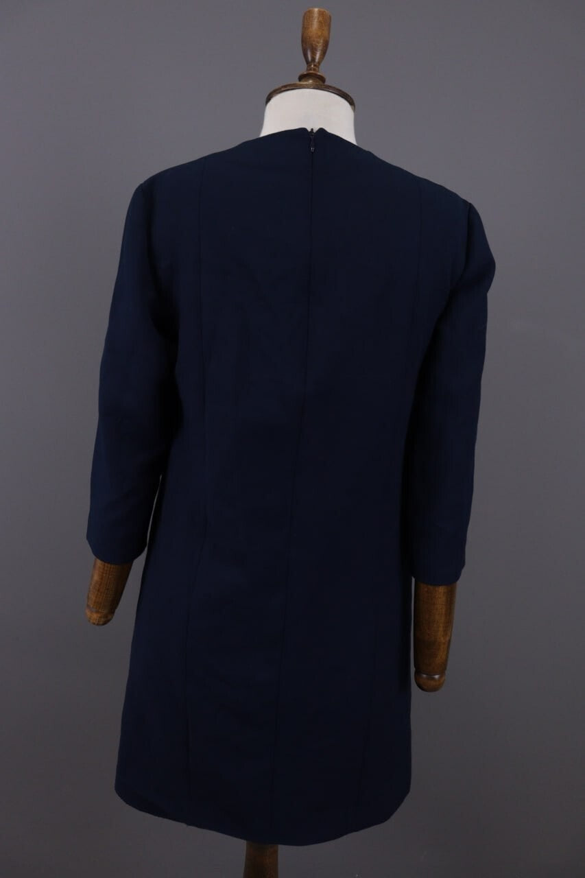 Me+Em Blue V-Neck Evening Long Sleeve A-Line Dress – Size 12