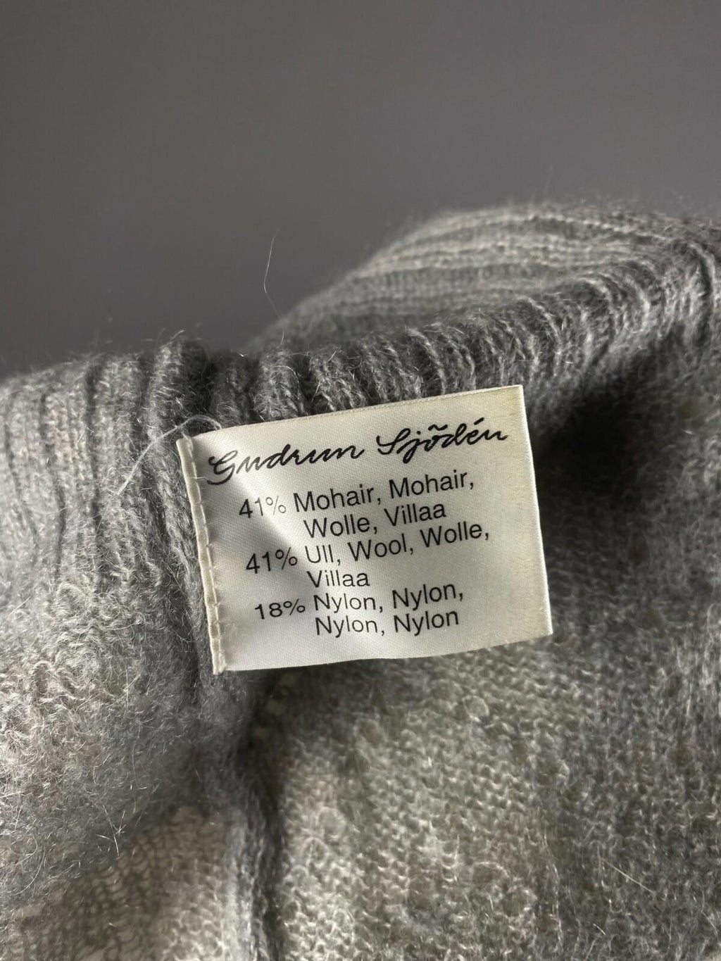 GUDRUN SJODEN Gray Mohair Wool Embroidered Floral Knited Sweater – Size M