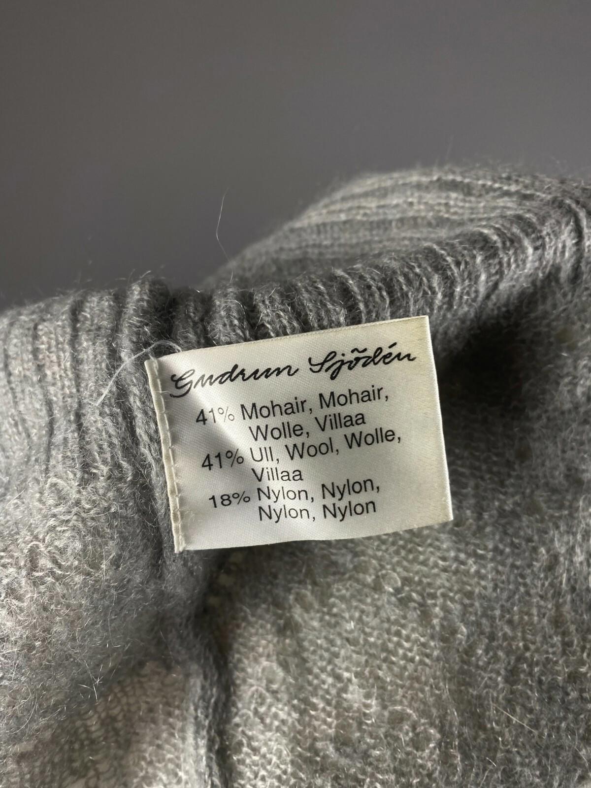 GUDRUN SJODEN Gray Mohair Wool Embroidered Floral Knited Sweater – Size M