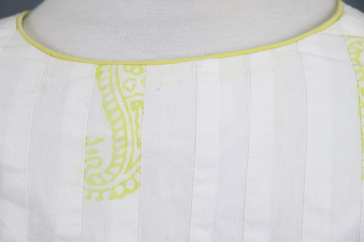 TOAST White Yellow Casual Comfortable 3/4 Sleeve Pleated Top Blouse – Size 12