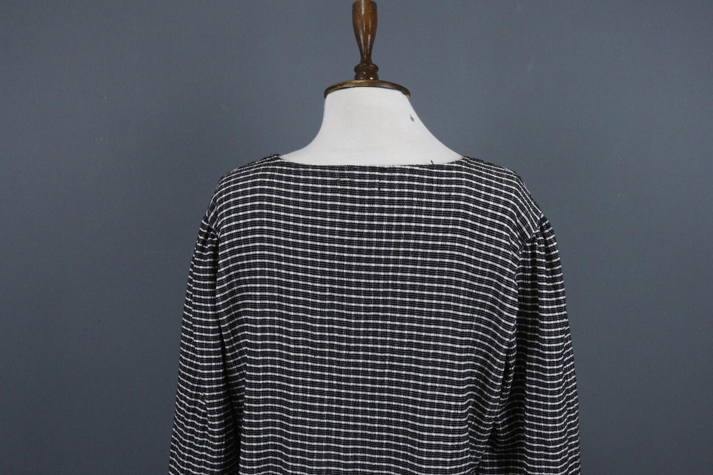 ZADIG & VOLTAIRE Black and White Casual Long Sleeve Round Neck Top Blouse
