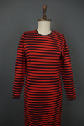 MARIMEKKO PITKĀMEKKO Red Black Striped Cotton Long Sleeve Shift Dress – Size XS