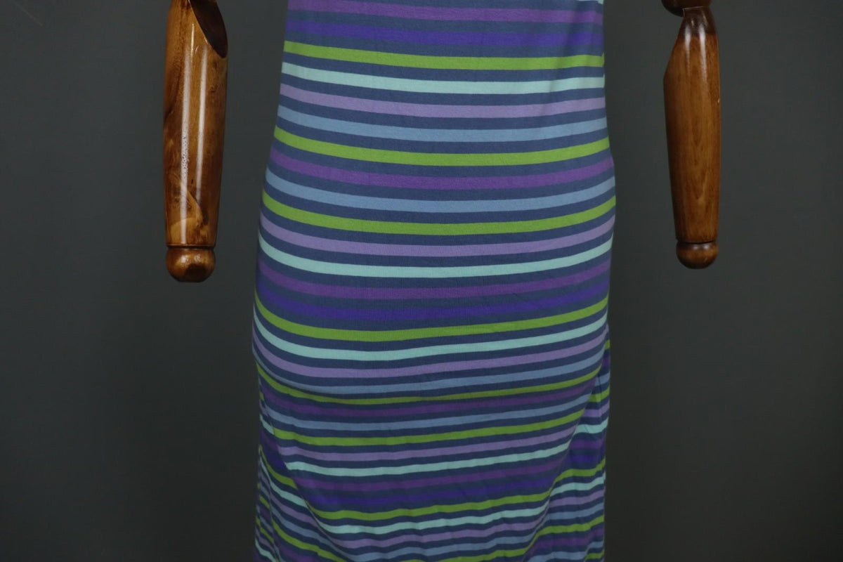 GUDRUN SJODEN Multi Striped Sleeveless Square Neck Pullover Tank Dress – Size S