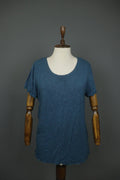 GUDRUN SJODEN Navy Blue Floral Modal Short Sleeve Pullover Shift Dress – Size L