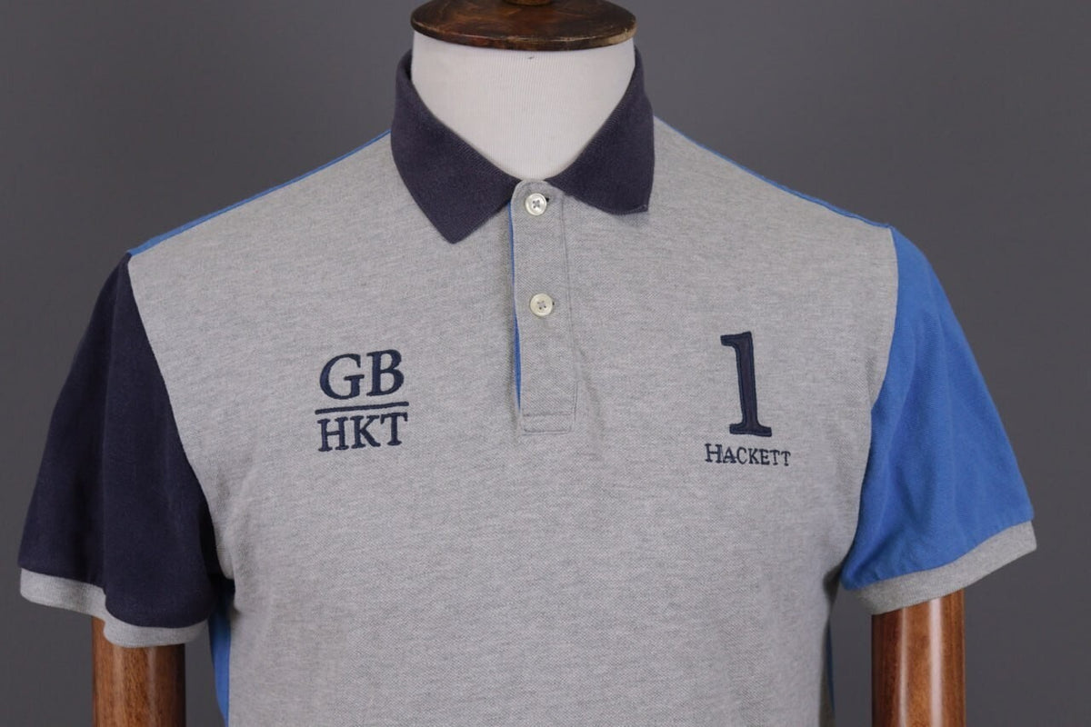 Hackett London Classic Fit GB Gray Summer #3 Short Sleeve Polo Shirt – Size M – Used