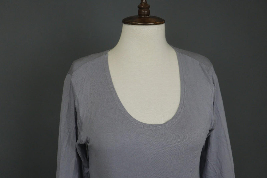 GUDRUN SJODEN Gray Modal Scoop Neck Long Sleeve Pullover Blouse Top – Size M