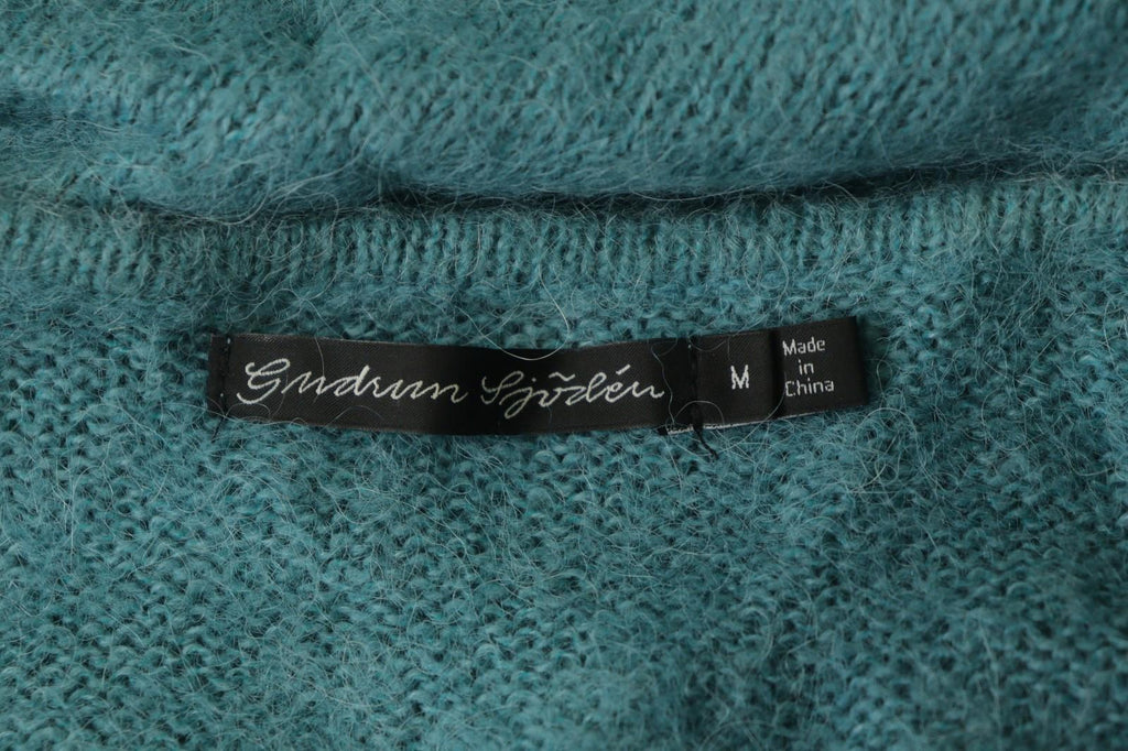 GUDRUN SJODEN Blue Tight Knit Casual Long Sleeve V-Neck Pullover Sweater – Size M