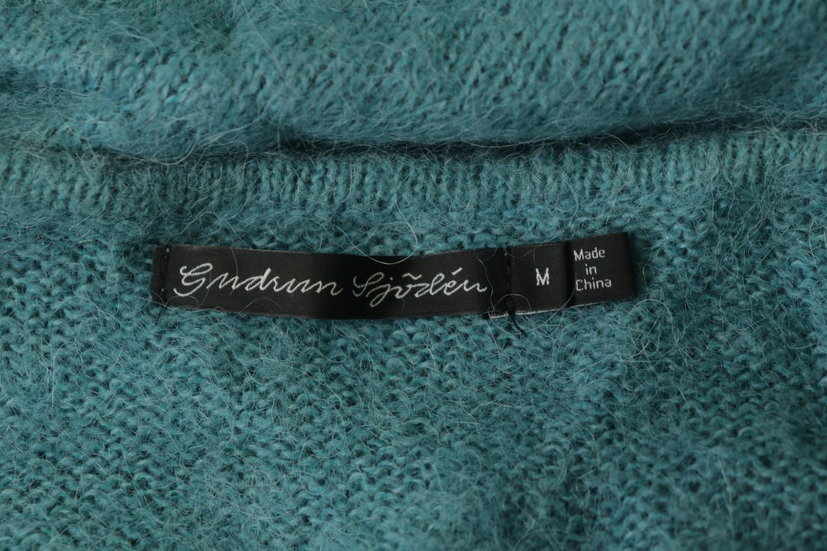GUDRUN SJODEN Blue Tight Knit Casual Long Sleeve V-Neck Pullover Sweater – Size M