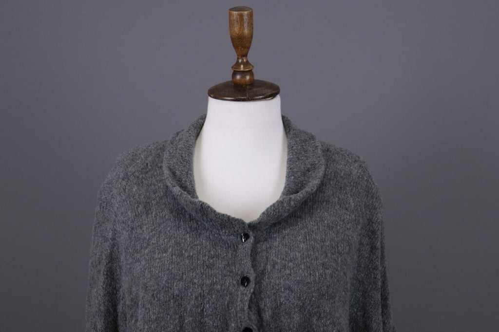 Grizas Gray Wool Lagenlook Textured Knit Cardigan Sweater – Size XL