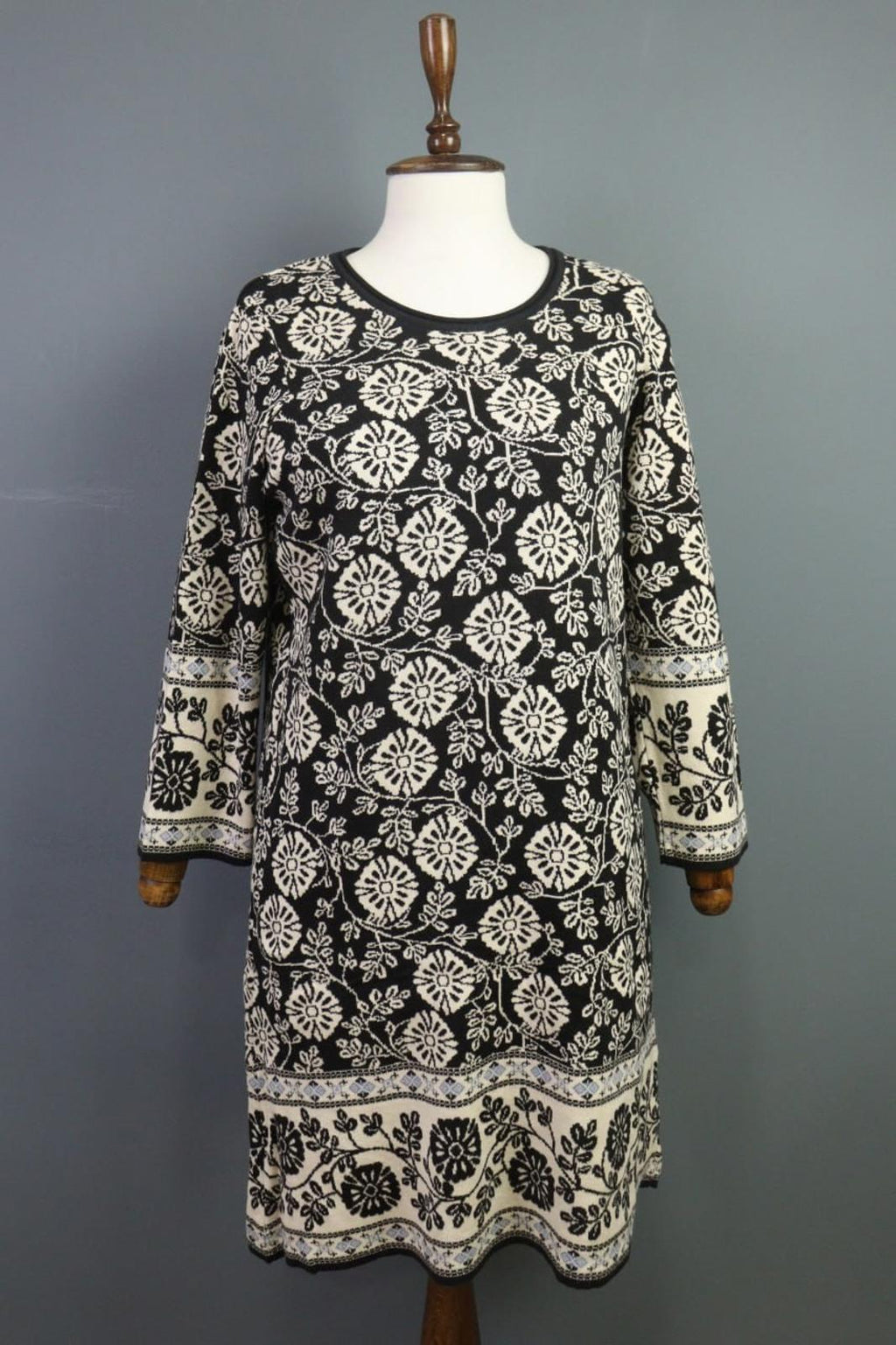 GUDRUN SJODEN Multicolor Floral Cotton Crew Neck Long Sleeve Sheath Dress – Size S