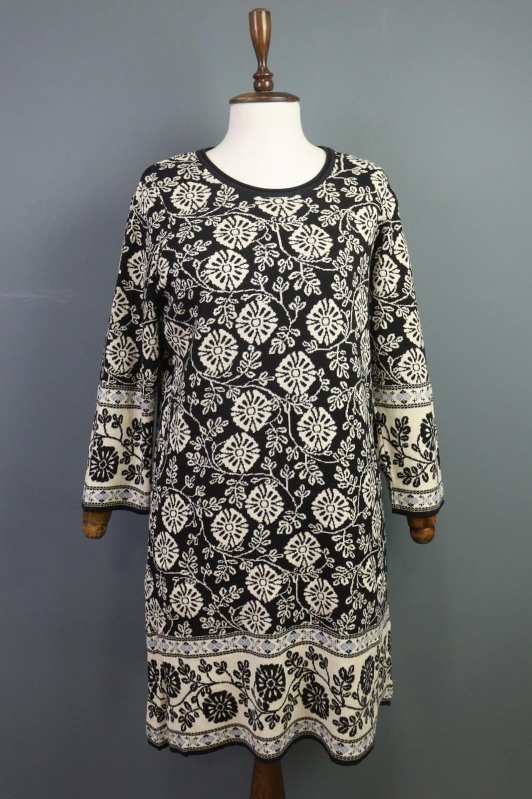 GUDRUN SJODEN Multicolor Floral Cotton Crew Neck Long Sleeve Sheath Dress – Size S