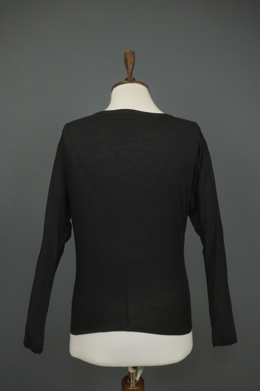 HUMANOID Blouse Top Slim Fit Stretch Black Cotton Round Neck Pullover – Size XS