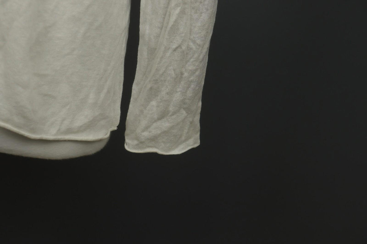 GUDRUN SJODEN White Linen Long Sleeve Round Neck Knit Pullover Sweater – Size M
