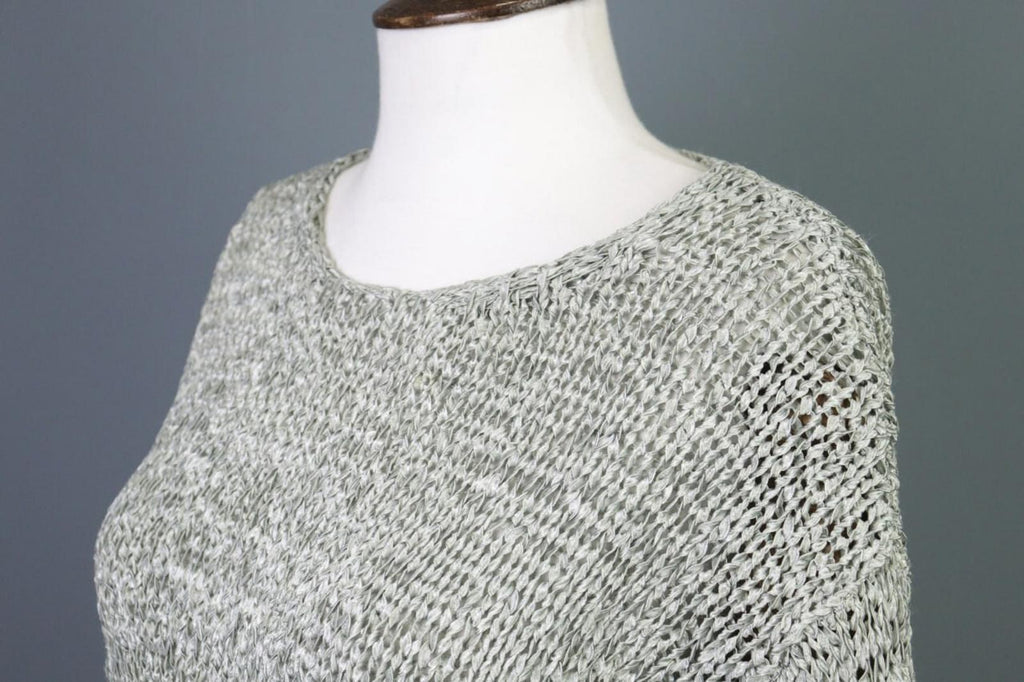 ANNETTE GORTZ Gray Open Knit Crew Neck Knit Sweater – Size M