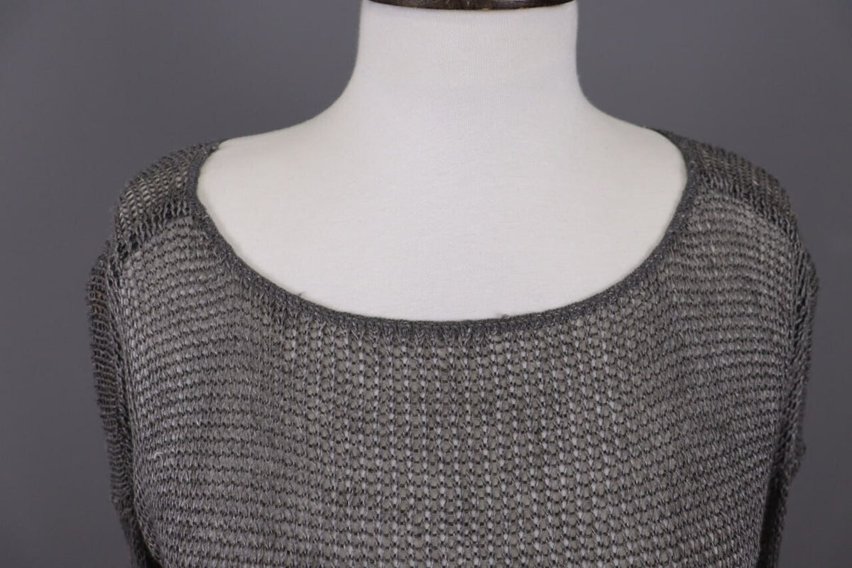 Denim & Supply Ralph Lauren Gray Open Knit Linen Crochet Knit Sweater – Size S