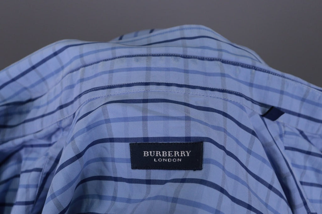 Burberry London Blue Check Long Sleeve Button Down Shirt – Size L