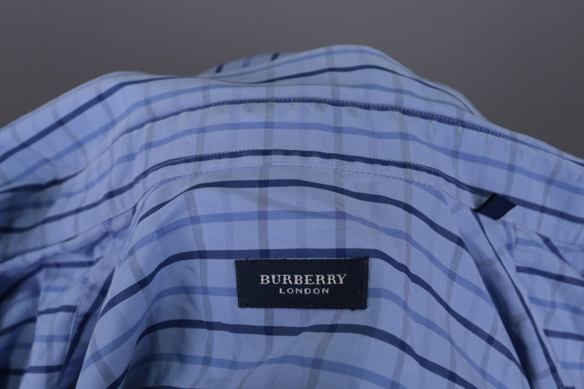 Burberry London Blue Check Long Sleeve Button Down Shirt – Size L