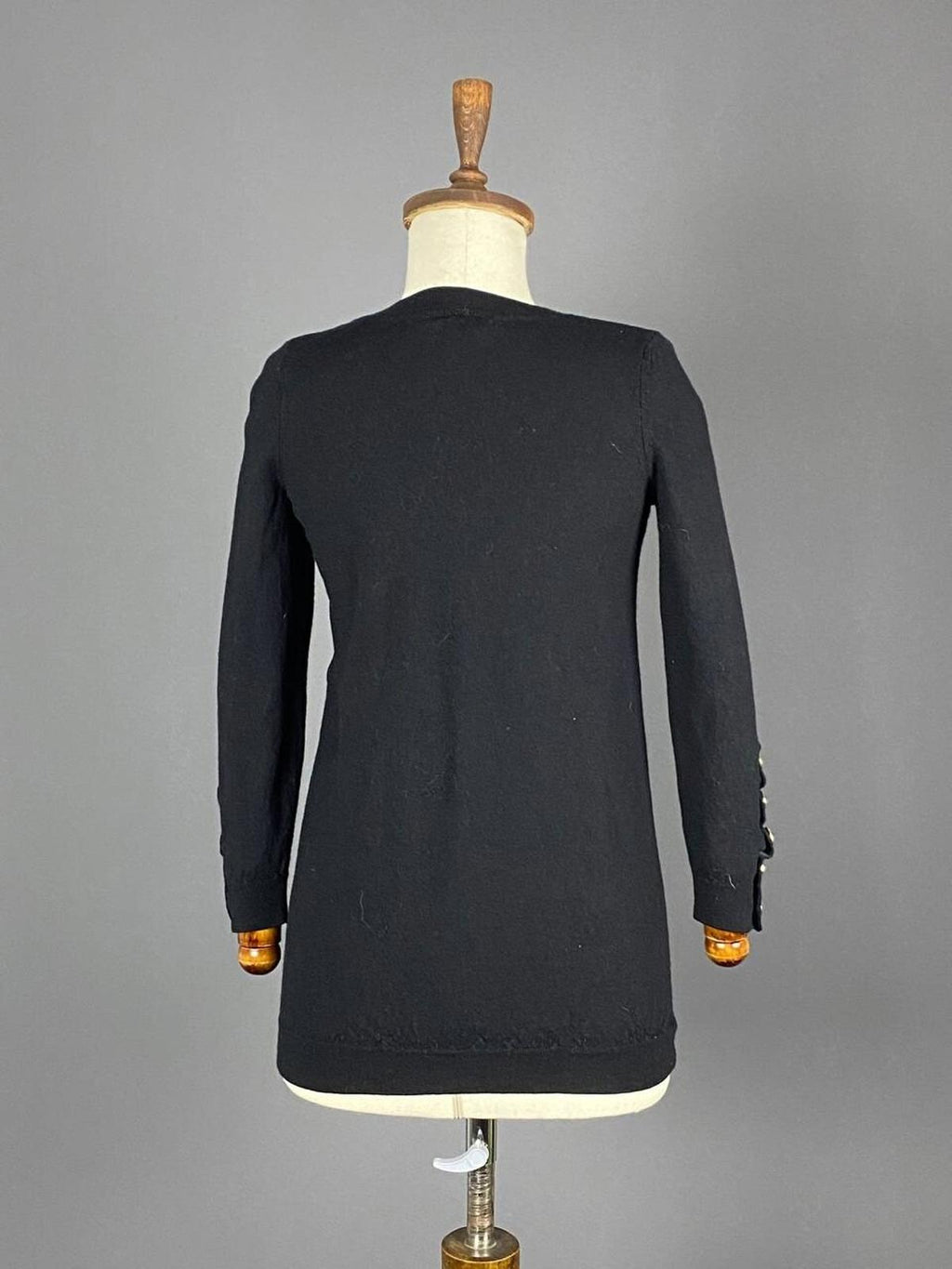 LA MAILLE SEZANE Black Merino Wool Knit Button Sleeve Sweater – Size M