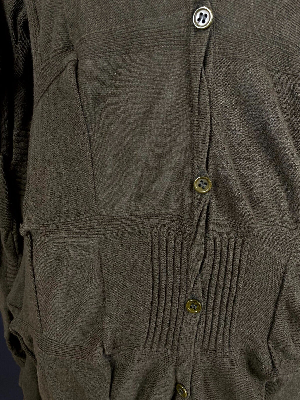 OSKA Khaki Wool Knit Long Sleeve Lagenlook Button Blouson Dress – Size 2