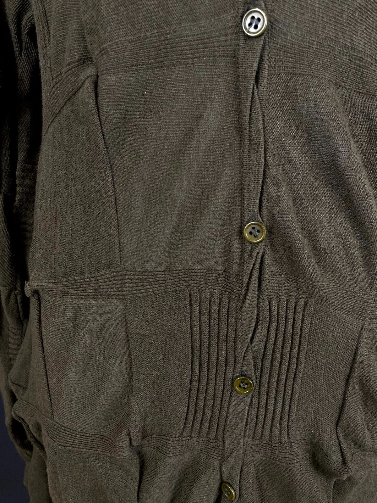 OSKA Khaki Wool Knit Long Sleeve Lagenlook Button Blouson Dress – Size 2
