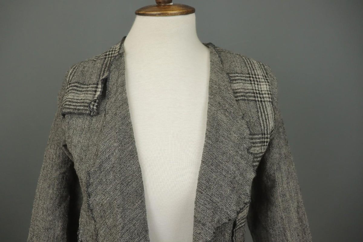 GRIZAS Gray 100% Wool Long Sleeve Knit Winter Ruffle Open Front Cardigan – Size S
