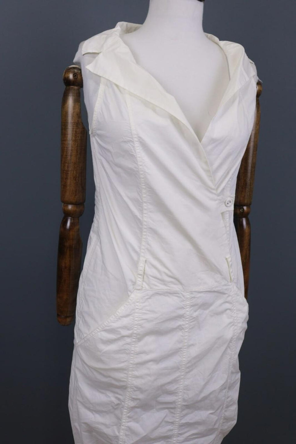 ANNETTE GORTZ Summer White Sleeveless Bodycon Wrape Midi Dress – Size 34